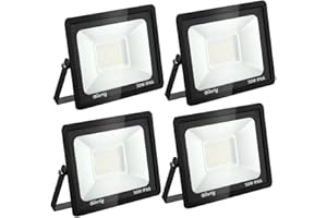 4PCS 50W Faretto LED da esterno Bianco Caldo 3000K, Blivrig 5000LM Faro LED Parete, Impermeabile IP66 Fari LED Luce Bianca Fredda Proiettore per Cortile Cantiere Giardino