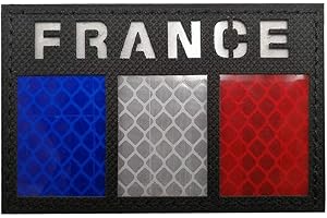 TOPPATCH Écusson infrarouge réfléchissant drapeau de la France pour moto, motard, tactique, militaire, brassard, emblème pour voyage, sac à dos, chapeaux, vestes, uniforme d'équipe, paintball, airsoft