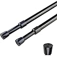 2pcs Spring Tension Curtain Rod，28-43 Inches Adjustable Expandable Pressure Black Curtain Tension Rods For Kitchen, Bathroom, Window,Home