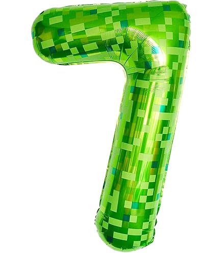 ALEGRE Pixel Geburtstagsdeko 7 Jahre - Gaming Party Deko Mit Folienballons