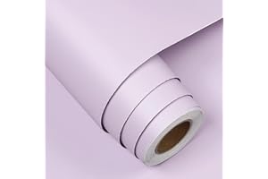 FunStick Papier Peint Violet Pastel Vinyle Adhesif Meuble Armoire Cuisine Chambre Papier Peint Adhesif Mural Violet Lilas Papiers Peints Chambre Fille Enfant Revetement Plan de Travail Bureau 40CMx2M