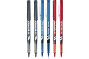Pilot BX V5 Surtido Hi-Tecpoint Bolígrafo extra fino Punta de punta de 0,5 mm Línea de 0.3 mm de ancho (paquete de 6) 2 Azul '+ 2 Negro + 2 Rojo
