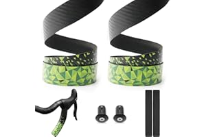 GoHZQ Handlebar Tape Road Bike Bar Tape PU & EVA Foam Grip Tapes Non-Slip Shock-Absorbent Cycling Bicycle Handle Wraps, Set of 2, Green