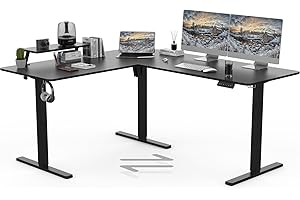 ‎TRIUMPHKEY TRIUMPHKEY 160 x 140cm Eckschreibtisch Höhenverstellbar Schreibtisch L Form L-förmiger Schreibtisch Höhenverstellbar Einzelmotor Regal Memory-Steuerung 3 Beine Schwarz