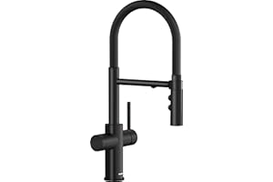 BLANCO CATRIS-S Flexo Filter | Küchenarmatur in schwarz matt | Hochdruck | gefiltertes Wasser mit dem BWT Filter | Wechsel von Klarstrahl in Brausestrahl | wassersparend | [14,8x23x47,5 cm]