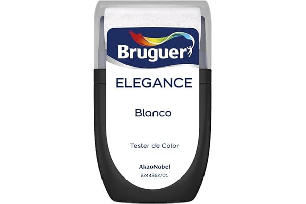 Bruguer ELEGANCE Pintura Monocapa ExtraMate, Paredes y Techos, Interior, Exterior protegido, Alta Durabilidad, UltraLavable, Resistente al Desgaste y Manchas Blanco 30 ml