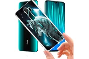 Yoedge Funda para Xiaomi Redmi Note 8 Pro, Ultra Slim Cárcasa Silicona Transparente con Dibujos Animados Diseño Patrón Bumper Case Cover para Xiaomi Redmi Note 8 Pro Smartphone (Lobo)