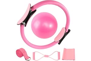 FASBET Zestaw do pilatesu do domu, zestaw do pilatesu, zestaw dla kobiet z piłką do pilatesu, 25 cm, pierścień do pilatesu, 2 taśmy oporowe, zestaw akcesoriów do pilatesu, zestaw do pilatesu, sprzęt do