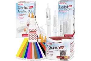 ABNOBA PET STORE Beaphar Syringes Kitty Milk Lactol Feeding Set Bottle Welping kitten 14 ID Bands
