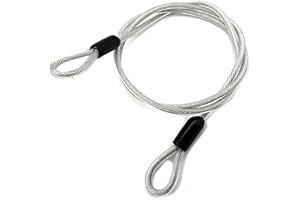 Wjelet Cable de acero con ojales, 1,5 m x 5 mm de diámetro, cable de acero inoxidable, con ojales, revestimiento duradero, para antirrobo, muebles de jardín, bicicletas, muebles de terraza