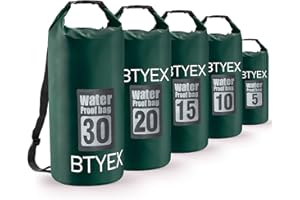 BTYEX Dry Bag 5L 10L 15L 20L 30L Waterproof Dry Bags, Sack with Long Adjustable Shoulder Strap Perfect for Kayaking Canoeing Swimming Traveling Camping Hiking Boating Rafting Snowboarding