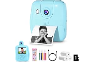 GKTZ Appareil Photo Enfant Instantanée - 2,4" Appareil Photo Numérique-1080P Caméra instantanée avec Papier d'impression et Carte TF de 32 Go,Cadeau pour Filles Garçons de 3-12 Ans
