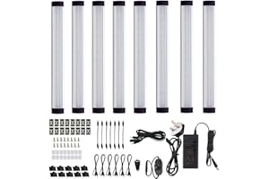 AIBOO AlBOO Under Cabinet Kitchen Lights Wired LED Daylight White 6000K Dimmable 8 Pack,28cm Under Cupboard Kitchen Lights 24V Plug in with Mains,Ultra Thin Under Couter Light Display Lighting for Cabinet