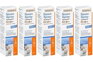 ‎RATIOPHARM Ratiopharm Nasenspray für Kinder zwischen 2-6Jahren, wirkt abschwellend ohne Konservierungsstoffe, Spar-Set 5x10ml