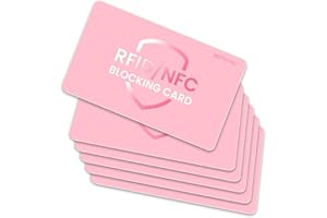 WHonor RFID Blocking Card 6 Pack, One Card Protects Entire Wallet/Purse, Debit Credit Card Protector, Anti-Theft Contactless NFC Blocker (Pink, 6 Pack)