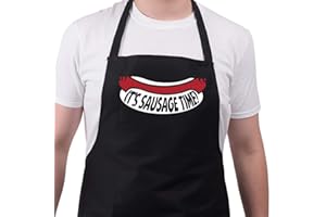 Bang Tidy Clothing Funny BBQ Apron Novelty Aprons Cooking Gifts for Men Its Sausage Time Black One Size