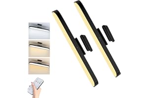 Vlio Dimmable LED Under Cabinet Kitchen Lights, 3 Colors Adjustable, USB C Rechargeable Battery Lights with Timer Remote for Cabinet, Cupboard, Wardrobe, Mirror, Makeup, Black 2 Pack