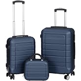 T-LoVendo Set of 3 Trolley Suitcase Cabin Toiletry Bag ABS Semi-Directed Padlock 4 Wheels