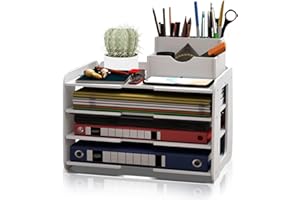 SIGHTDAY Schreibtisch Organizer,Ablagefächer Stapelbar Briefablage A4,Büro Organizer,Schreibtischorganizer Organizer Büro für Büro Dokumentenablage,Zuhause,Schule(4 Ebenen)
