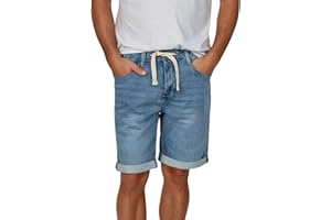 riverso RIVPaul - Pantaloncini di Jeans da Uomo, Pantaloni Corti Estivi, Bermuda Elasticizzati, Jeans Short in Cotone, Grigio, Blu, Blu Scuro, W30 - W42