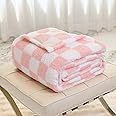 DREAMLANDING Checkerboard Checkered Blanket Grid Chessboard Gingham Throw Blanket Fuzzy Fluffy Cozy Thick Warm Soft Microfiber Plaid Blanket for Home Decor Bed Sofa Couch (Pink Plaid,127 * 152cm)
