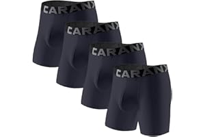 CARANXTEX Mens Underwear Boxer Briefs 4 Pack Moisture Wicking Mesh Boxer Briefs with Fly Breathbale Soft Underwear for Men