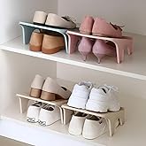 NYALKARAN Plastic Shoe Organizer Stand Space Saver Shoe Storage Rack Double Layer Free Standing Shoe Slipper Stacker (Multico