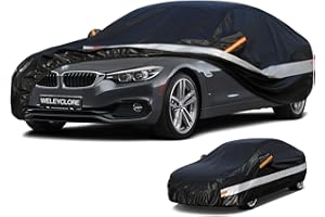 Weleyclore Car Cover Waterproof Breathable Large for Saloon,Outdoor Car Covers.Rain Snow UV Dust Protection.Custom Fit for Audi A5,BMW 4 Series, 3 Series, Jaguar XE/S type,Ford Mondeo,etc,Black B5