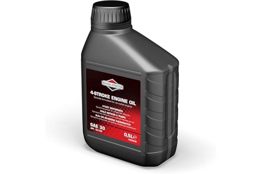 Briggs & Stratton 100004E 4-Stroke Lawn Mower Engine Oil SAE30, 500ml, Black, 0.5 Litre