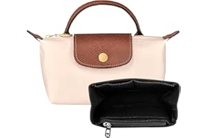 GADITIEK Organizador de monederos pequeño con múltiples bolsillos, bolso de mano, organizador, apto para Longchamp tamaño mini, beige (Negro, MINI)