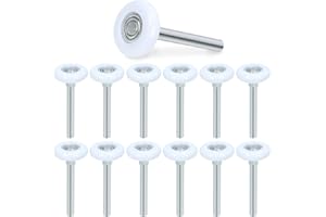 Swpeet Lot de 10 rouleaux de porte de garage silencieux, roues de rechange en nylon, double cage renforcée, roulement à billes blanc, 4,6 cm, tige de 10,2 cm, durables et haute charge, roulement haute