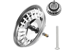 ERIOSCAR Ø 80mm Coladores Fregadero de Acero Inoxidable, Colador de Drenaje Universal para Fregadero de Cocina con Pasador Ajustable, Upgraded Kitchen Sink Plug Strainer, Tapón de Desagüe