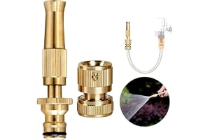 Pressure Water Spray Gun Nozzle Car Bike Washing Nozzle Water Pressure Booster Brass Nozzle Suitable for 1/2” Nozzles Hose Pi