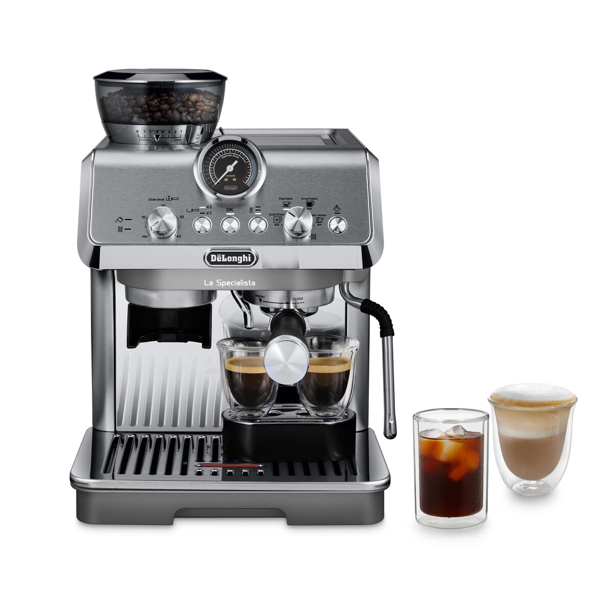 De'Longhi Cold Brew Coffee Machine LA SPECIALISTA ARTE EVO Barista Espresso Machine with Built-in Grinder, Cold Extraction Technology, My Latte Art & Active Temperature Control EC9255.M Silver