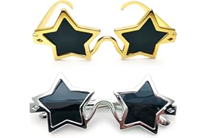 TSHAOUN 2 Pièces Lunettes Forme d'Étoile pour Fête, étoile de lunettes soleil pentagramme, lunettes fantaisie en forme d'étoile, accessoires de photomaton Déguisement hippie.