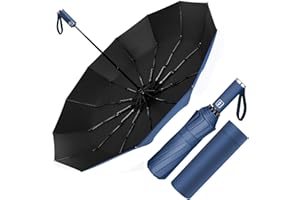 Poligono Paraguas Plegable Automático, Paraguas Plegable Antiviento, Paraguas Grande 12 Varillas para Hombres Mujer, Diámetro 105cm