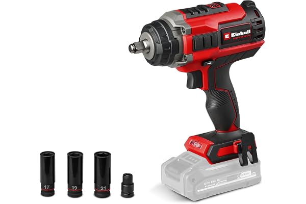 Einhell Professional Boulonneuse sans fil IMPAXXO 18/450 Power X-Change (18 V, 450 Nm, 3 niveaux de puissance, moteur sans charbon, porte-embout 1/2", avec jeu de douilles, sans batterie)