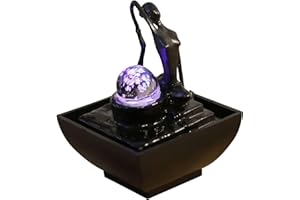‎ZEN LIGHT Zimmerbrunnen Yoga Meditation LED-Licht farbig - Bewegte Innendekoration - Entspannende Zen-Ambiente Dekoration - Tischbrunnen - Ungewöhnliche Geschenkidee Kleiner Preis - H 19cm - Yoga 1 Zen'Light