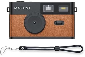MAZUNT Retro Digital-Kamera, 12 MP, bildschirmfreie Vintage-Kamera mit 4 Filtern, Einwegkamera-Ersatz, inkl. 8 GB SD-Karte für tausende Fotos, braun