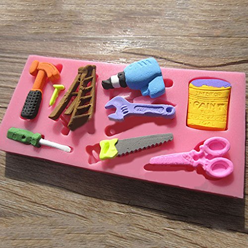 Gazechimp Silikon Ausstechformen Fondant Form , Topper Hammer Schraubenschlüssel Muster - 2