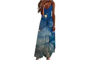 ZEIAYUAS Women Summer Spaghetti Strap Dresses Floral Print Dress Sleeveless V Neck Maxi Sundress Ladies Casual Swing Tank Beach Cover Up Holiday Work Party Boho Long Dresses UK