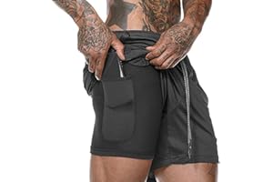 ASKSA Short 2 en 1 pour Homme Short de Course Double Pantalon de Sport Court Hommes Décontracté Jogging D'entraînement Fitness Leggings
