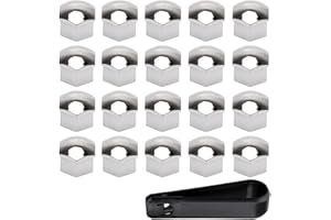 ETOPARS 20 Pièces 19mm Capuchon d'écrou de Roue de Voiture Cache-écrous Bouchon d'Écrou de Roue Couvre avec Ensemble Outil de Suppression Argent