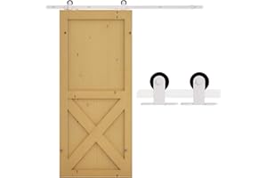 HOMCOM Kit de porte coulissante quincaillerie grange à porte coulissante en acier au carbone longueur de rail 183 cm blanc