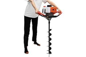 52cc 2-Stroke Post Auger Petrol, DSYOGX Auger Post Hole Digger Machine with 3 Drill Bits 4", 6" and 8", Fence Post Digger Tool Augers & Posthole Diggers, Single Cylinder, Air-Cooled