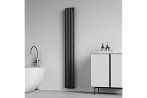 NEUHAUS [neu.haus] Termosifone da Parete Radiatore Design Riscaldamento ad Acqua Calda Termoarredo a Pannello Singolo con Elementi Tubolari 180 x 24 cm - Nero