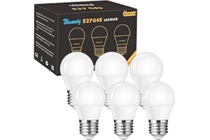 Blewandy Ampoule E27 LED, Blanc Froid 6500K 500LM, 5W Ampoules LED Équivalent Halogène 40W, G45 Petite Globe P45 Ampoule Économie D'énergie Non Dimmable, Lot de 6