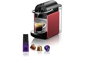 Nespresso De'Longhi Pixie EN124 - Cafetière à dosettes, 19 bars, réservoir à eau de 0,7 L, arrêt automatique rouge