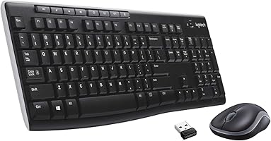 Logitech MK270 Kabelloses Tastatur-Maus Set, 2.4 GHz Wireless Verbindung via Nano USB-Empfänger, Lange Akkulaufzeit, Für...