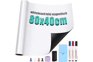 ‎UQUELIC Uquelic Whiteboard Magnetisch Folie 80x40 cm, Magnetfolie Selbstklebend, Whiteboard Sticker Leicht Zugeschnitten, für Büro Schule Zuhause, Inklusive Marker & Schwamm